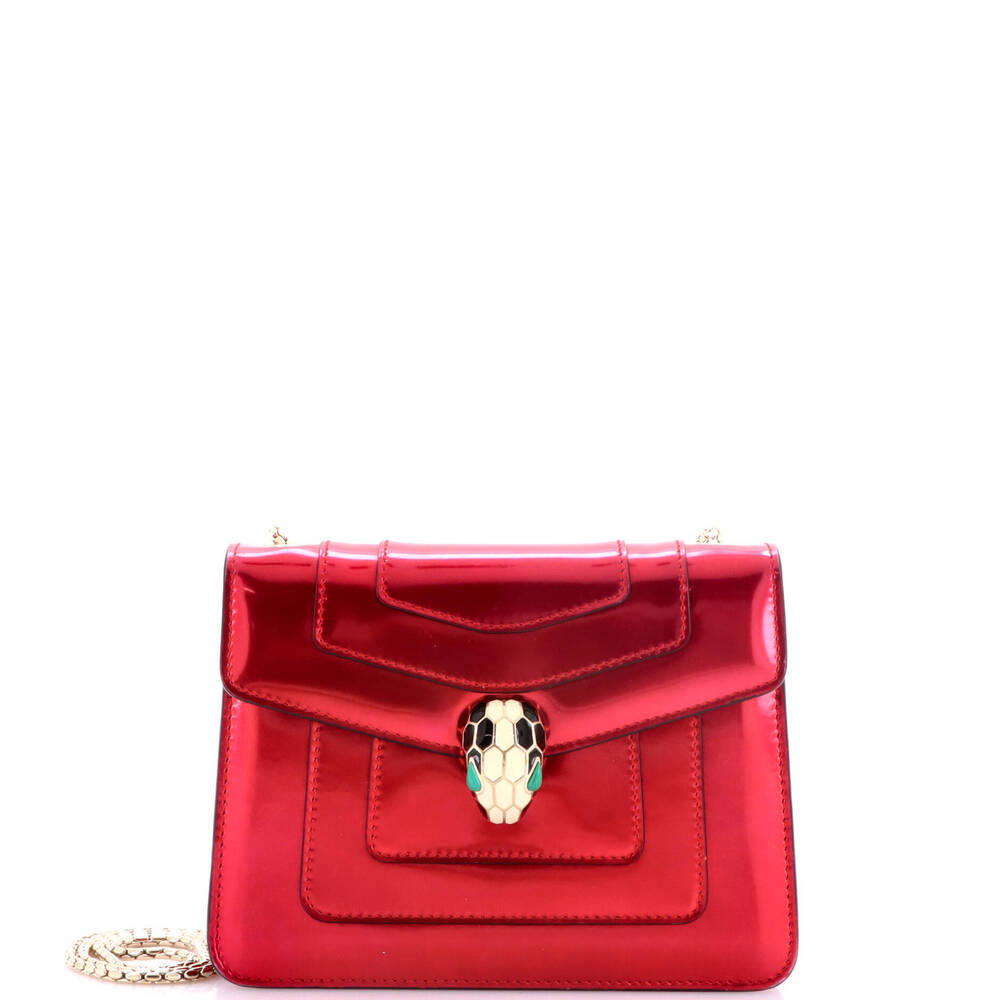 Bvlgari Small Serpenti Forever Square Shoulder Bag Metallic Leather